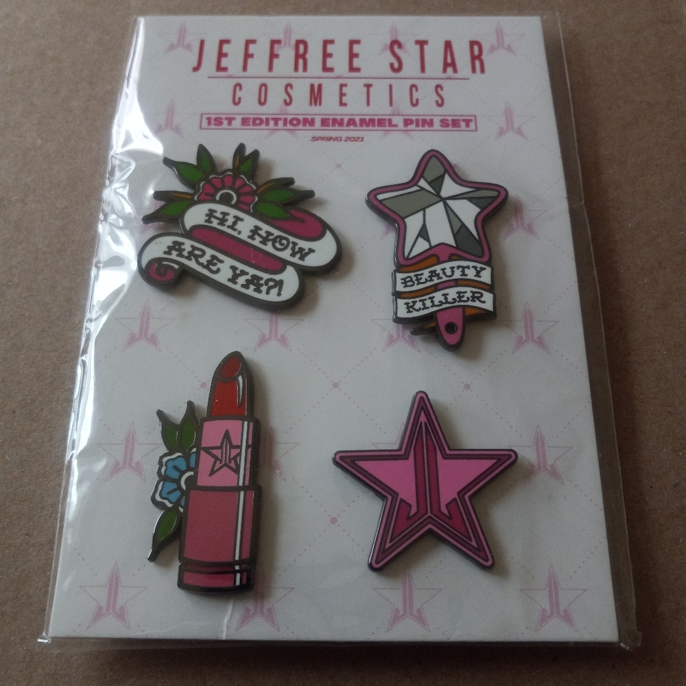 Jeffree Star 1st Edition Enamel Pin set and Stickers and pop socket